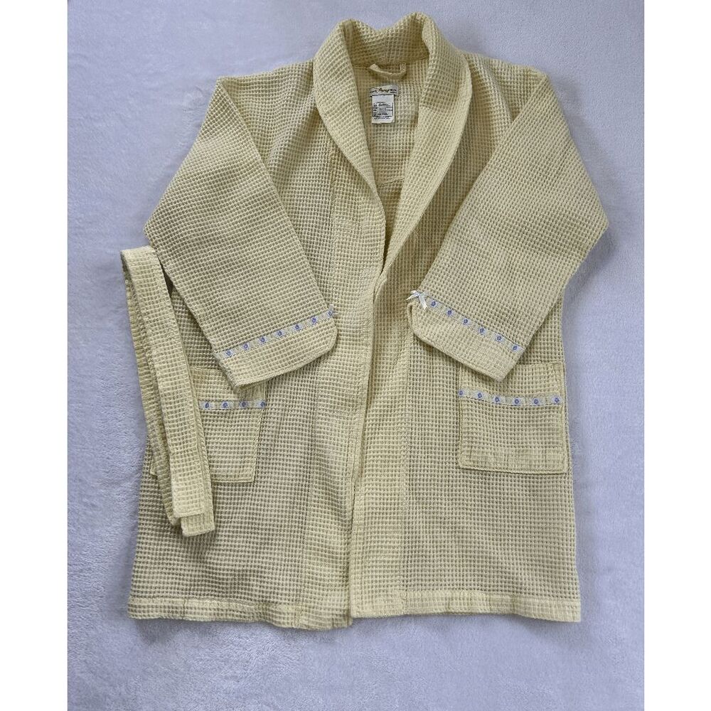 Disney Pastel Yellow Waffle Knit Bambie & Thumper Embroidered Bath Robe Size S/M